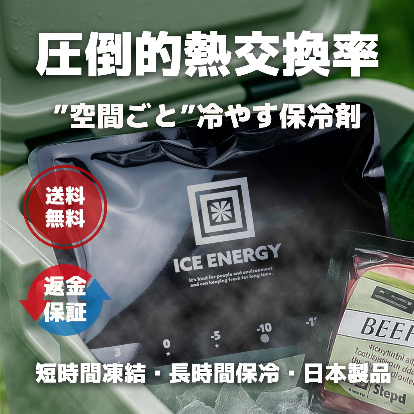 【返金保証付き】アイスエナジー 500 ｜ -10℃ 保冷剤 日本製｜複数購入割引｜送料無料